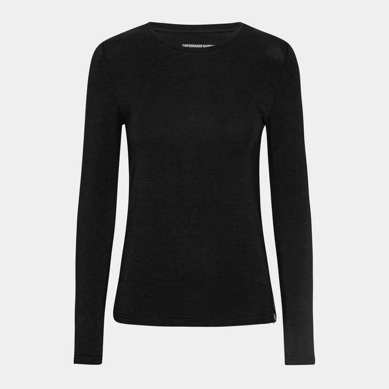 3er Pack Schwarzes Langarm-Bambus-T-Shirt