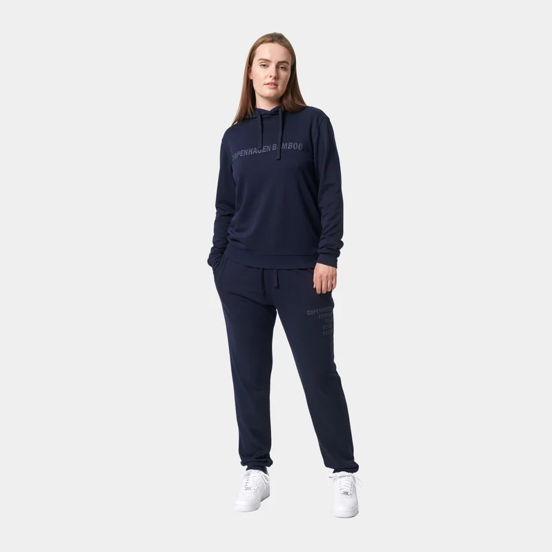 Blauer Bambus-Kapuzen-Jogginganzug mit Logo