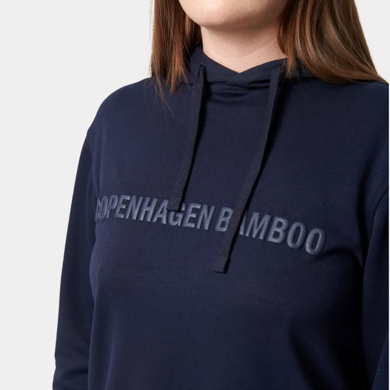 Blauer Bambus-Kapuzen-Jogginganzug mit Logo