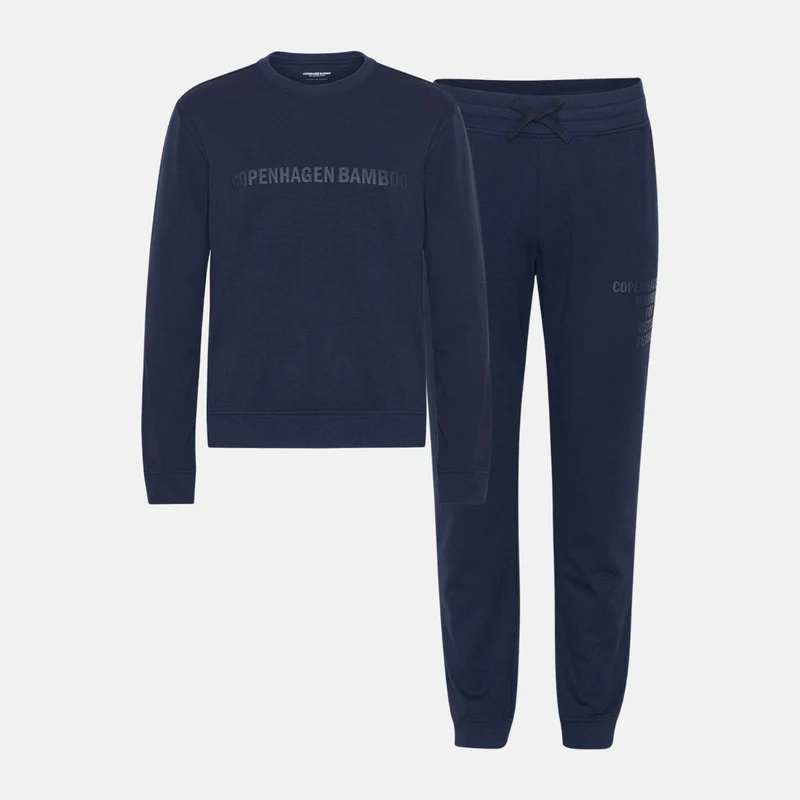 Blauer Bambus-Jogginganzug mit Logo