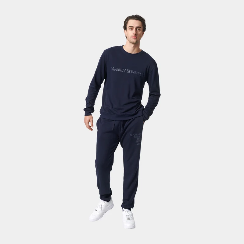 Blauer Bambus-Jogginganzug mit Logo