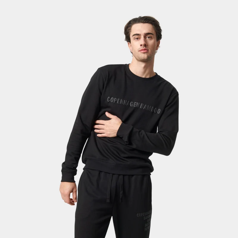 Schwarzes Sweatshirt aus Bambus mit Logo