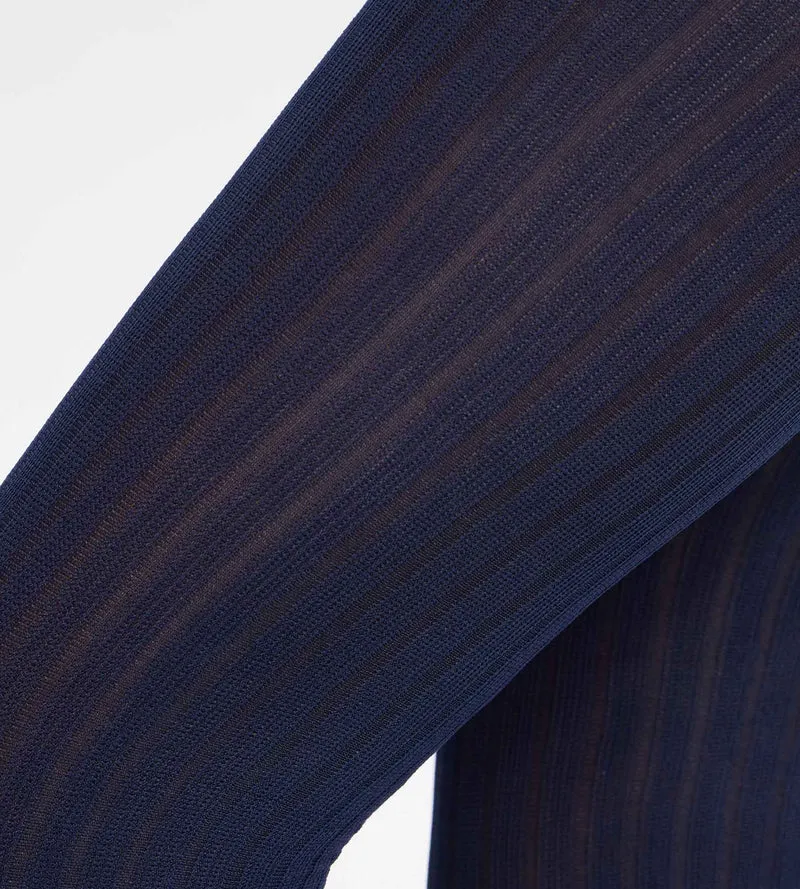 Marineblaue Strumpfhose mit flachem Rippenmuster 50D DIM x Ines de La Fressange