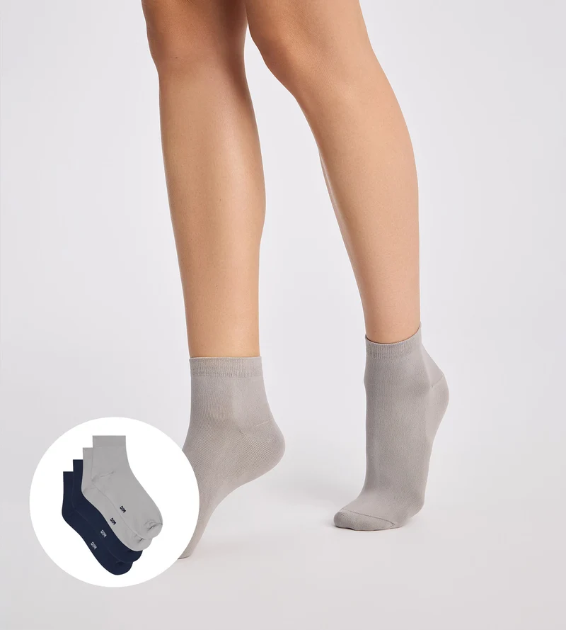 Damen-Socken 2er-Pack marineblau und grau