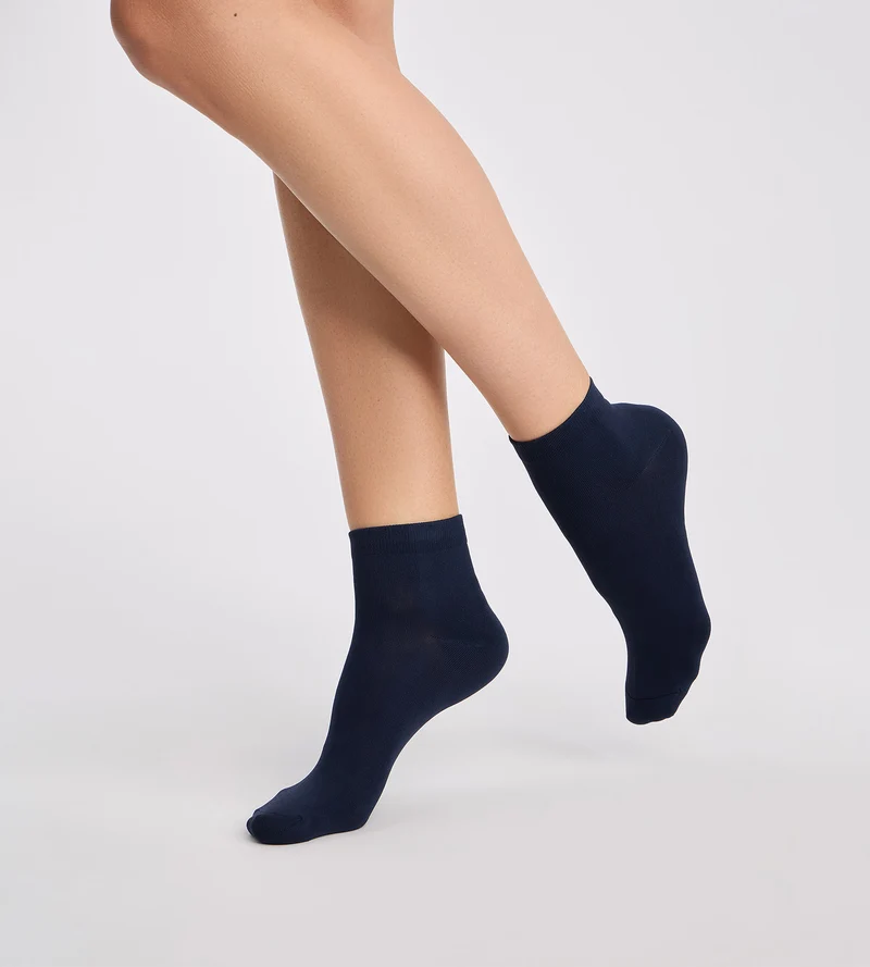 Damen-Socken 2er-Pack marineblau und grau