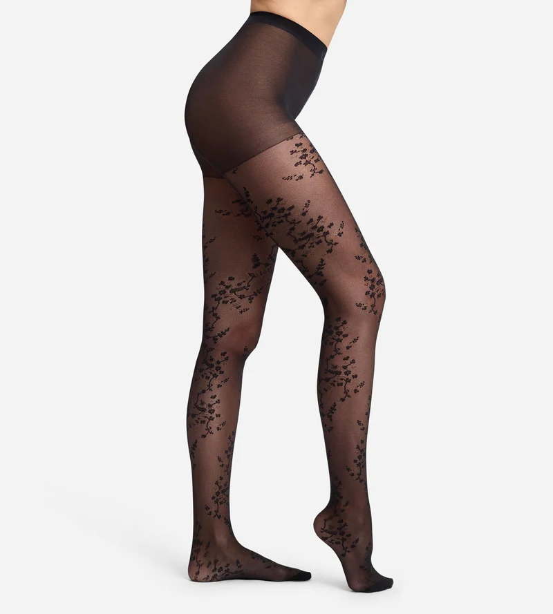 Schwarze Fantasie-Strumpfhose „Style Japonais“