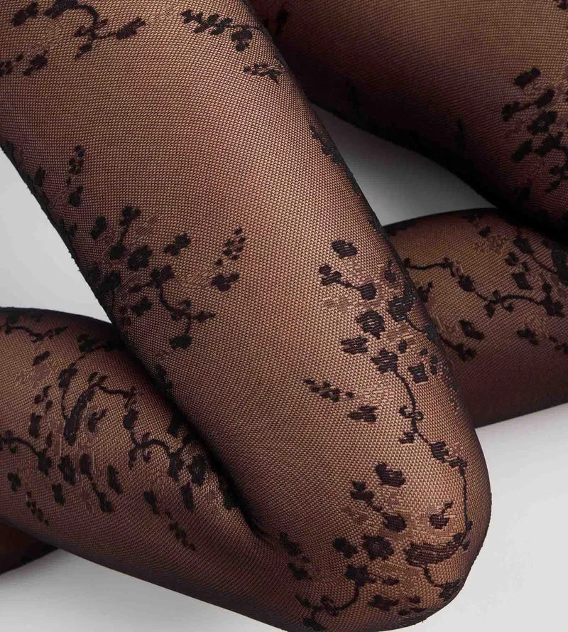 Schwarze Fantasie-Strumpfhose „Style Japonais“