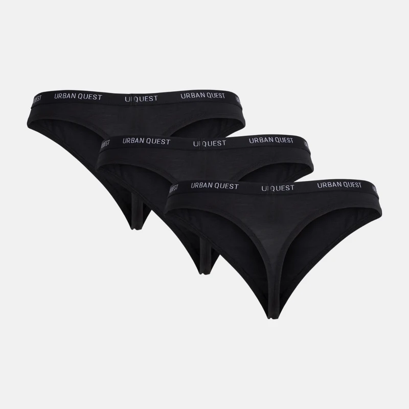 3er Pack Bambus G-String Panty schwarz