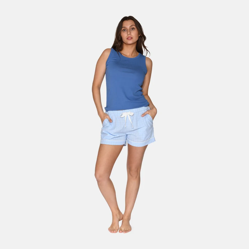Hellblaue Bambus-Nachtshorts