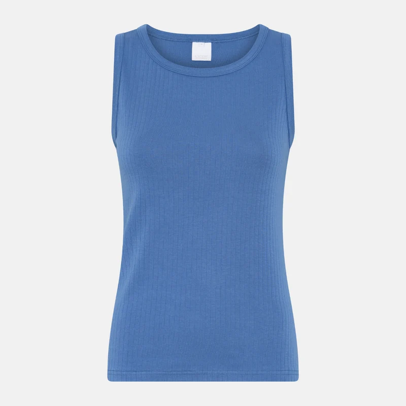 Blaues Bambus-Tanktop mit breiten Trägern