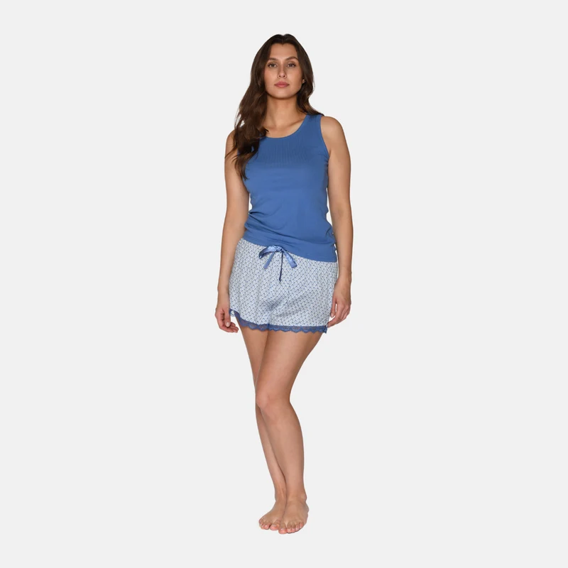 Blaues Bambus-Tanktop mit breiten Trägern