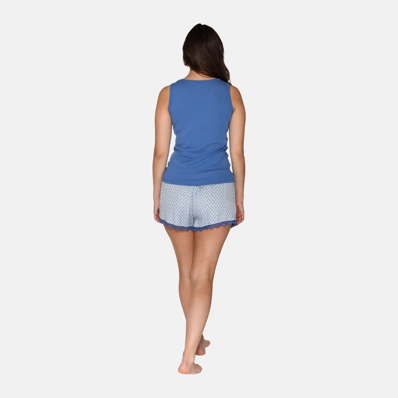 Blaues Bambus-Tanktop mit breiten Trägern
