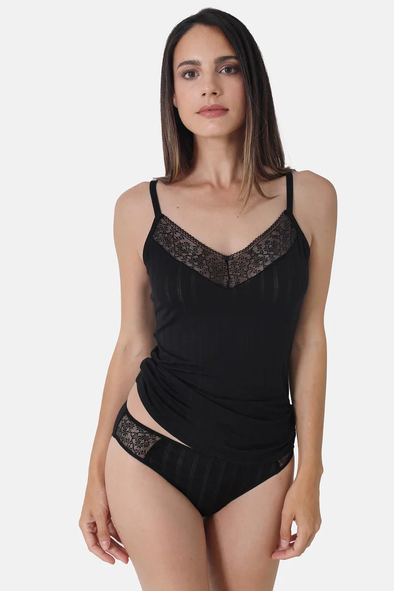 Spaghetti-Top NATURAL STRIPE – aus Bambus