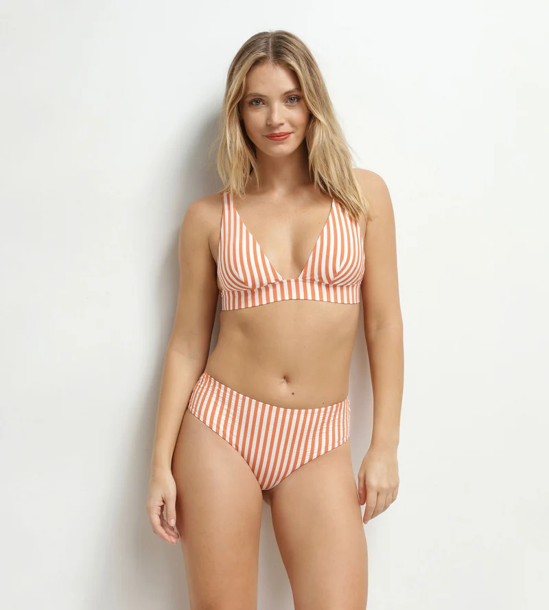 Badehose für Damen im Boxerschnitt Orange gestreift Dim Swimwear