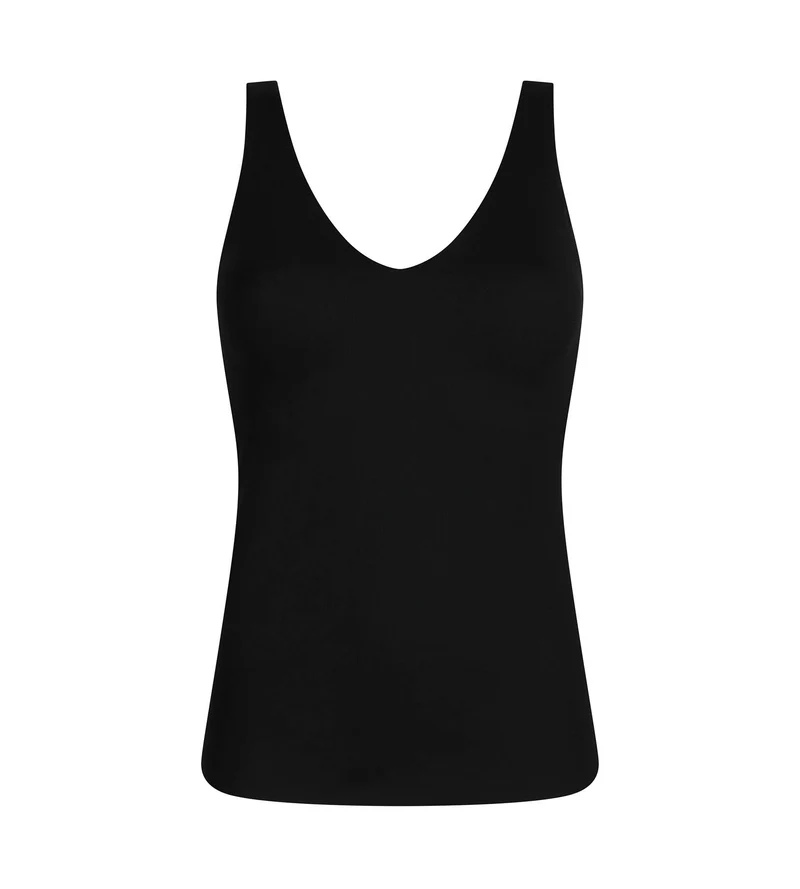 Gefüttertes Damen-Tanktop aus Mikrofaser Schwarz Dim Invisible