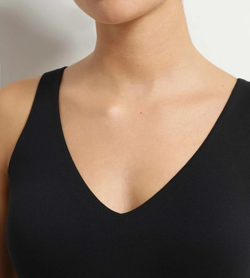 Gefüttertes Damen-Tanktop aus Mikrofaser Schwarz Dim Invisible