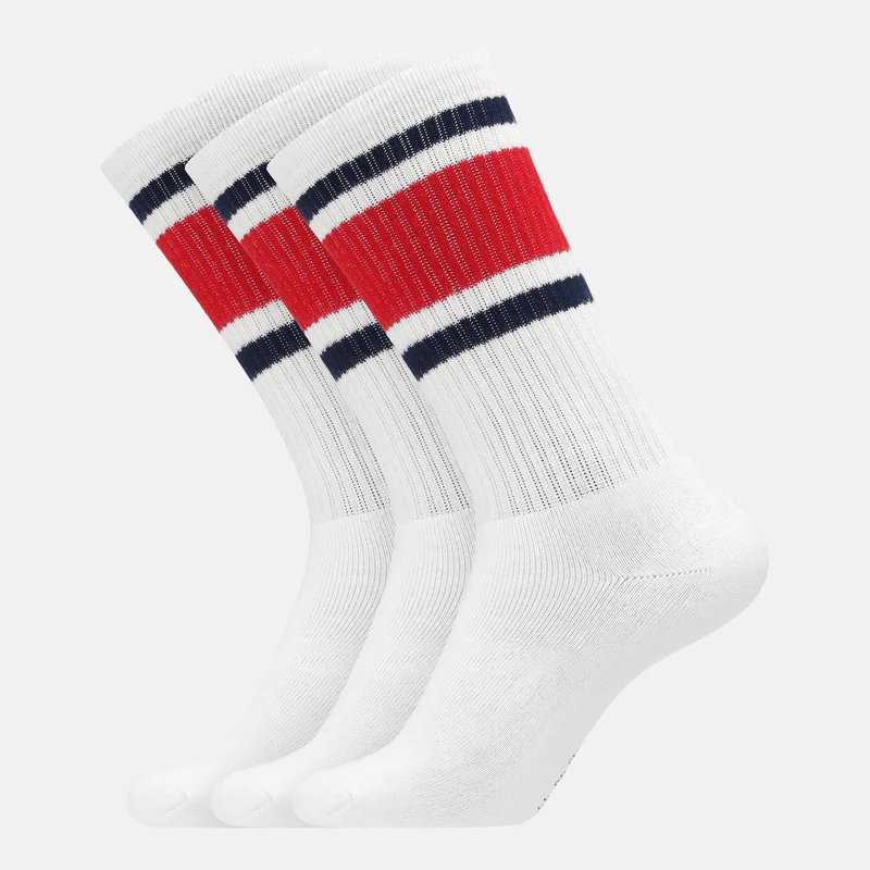 3er Pack Tennissocken aus weißem Bambus mit langer Rippe