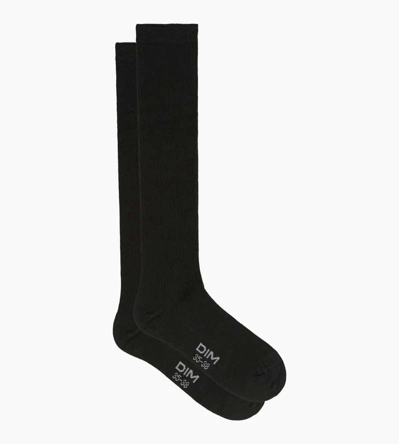 Hohe gerippte Socken aus Baumwolle Schwarz Dim Modal