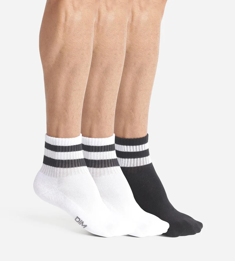 3er-Pack kurze Herrensocken Weiß Schwarz EcoDim