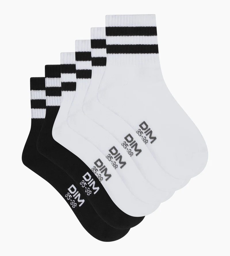 3er-Pack kurze Herrensocken Weiß Schwarz EcoDim