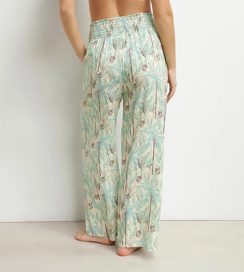 Weite Strandhose für Damen mit Palmenmuster von Dim