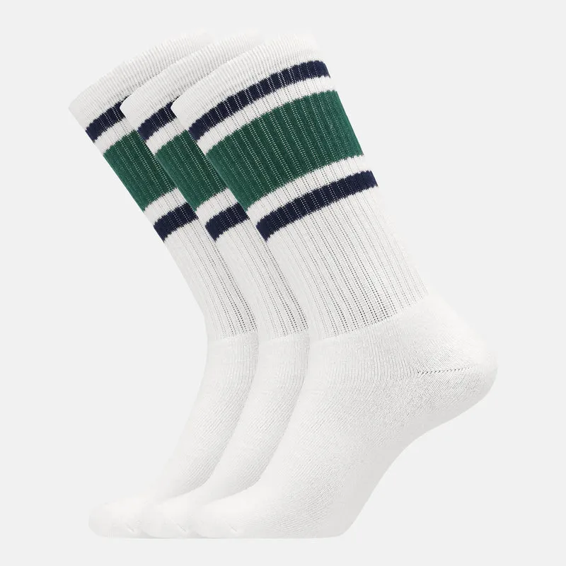 3er Pack Tennissocken aus weißem Bambus mit langer Rippe