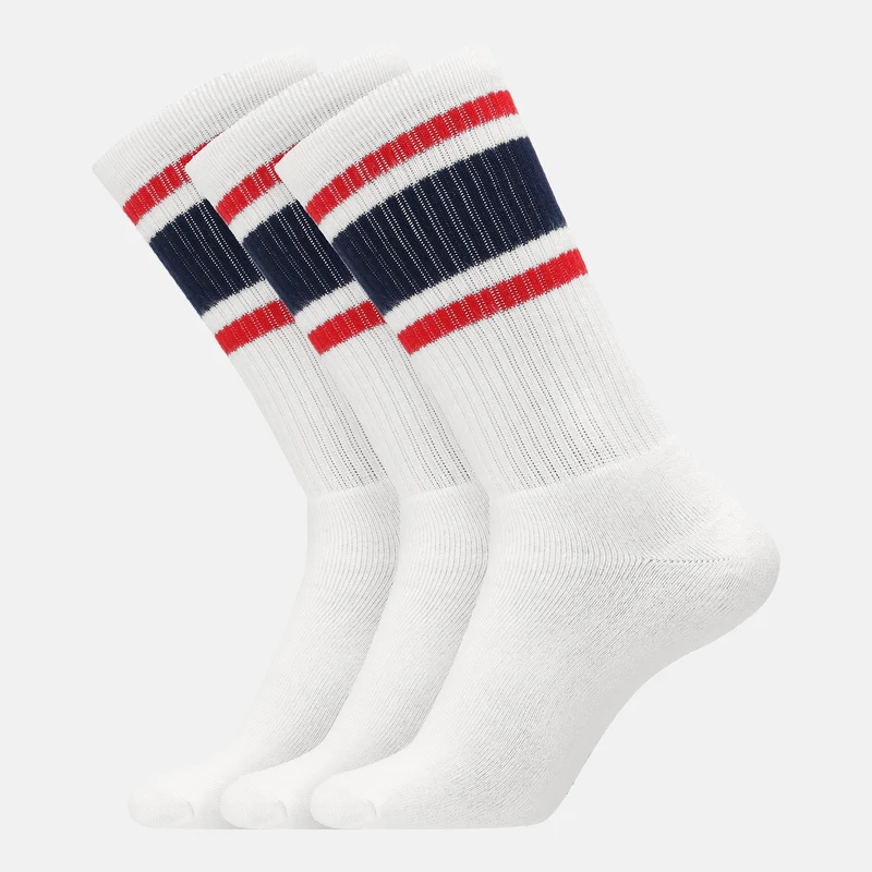 3er Pack Tennissocken aus weißem Bambus mit langer Rippe