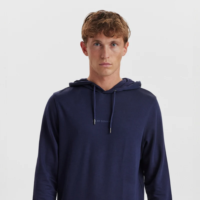 Blauer Bambus-Kapuzenpullover