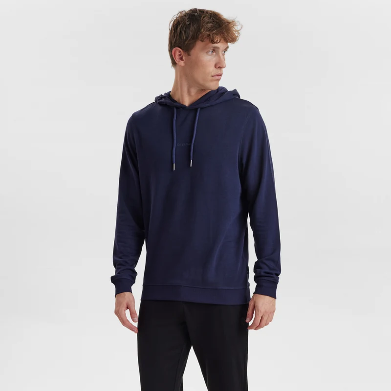 Blauer Bambus-Kapuzenpullover