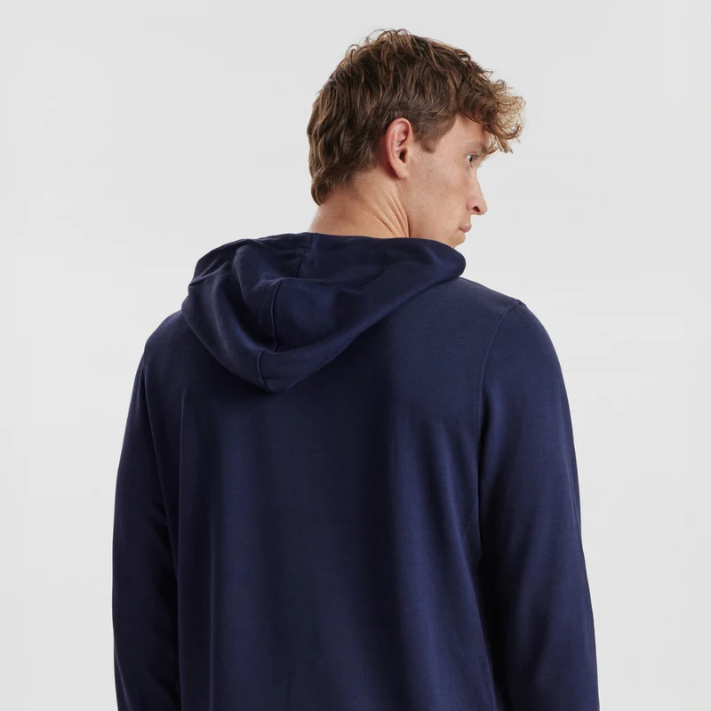 Blauer Bambus-Kapuzenpullover