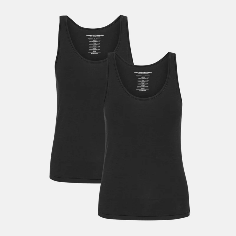 2er-Pack Schwarzes Bambus-Tanktop mit breiten Trägern