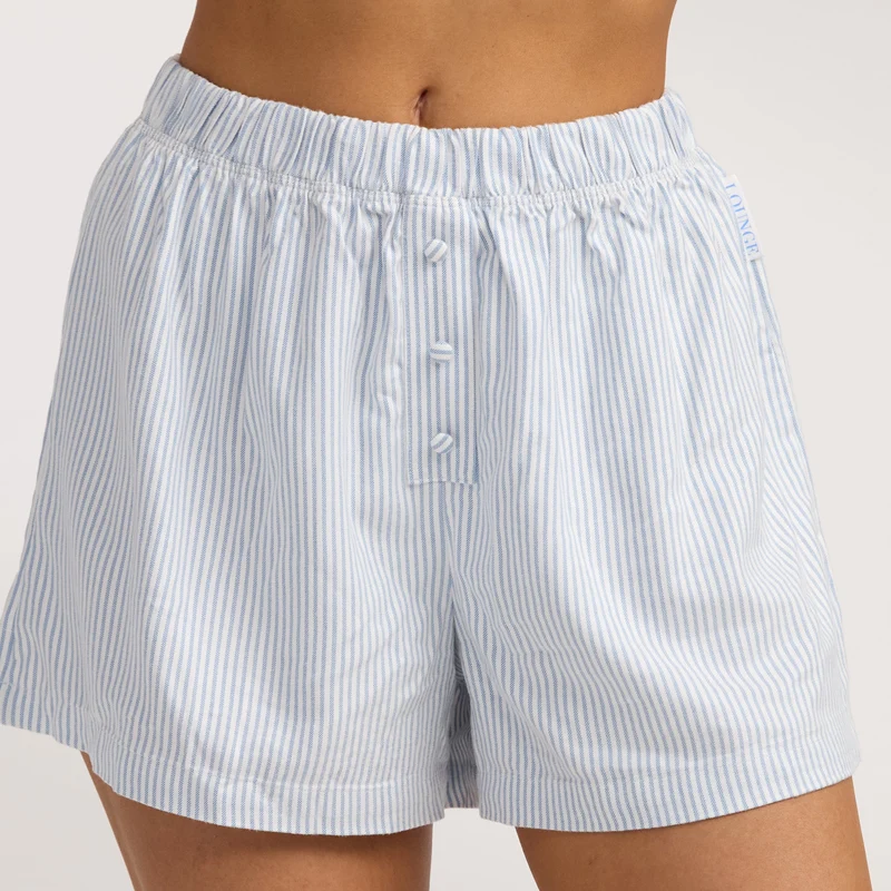 Woven Stripe Pyjama Shorts - Blue Stripe