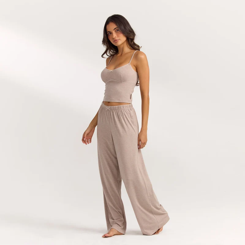 Modal Straight-Leg Pyjama Bottoms - Brown Marl