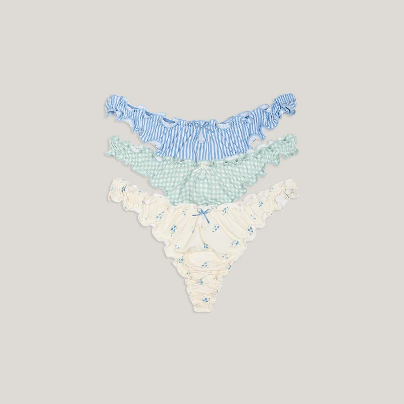 Bamboo Scrunchie Thongs (3-Pack) - Multicolour