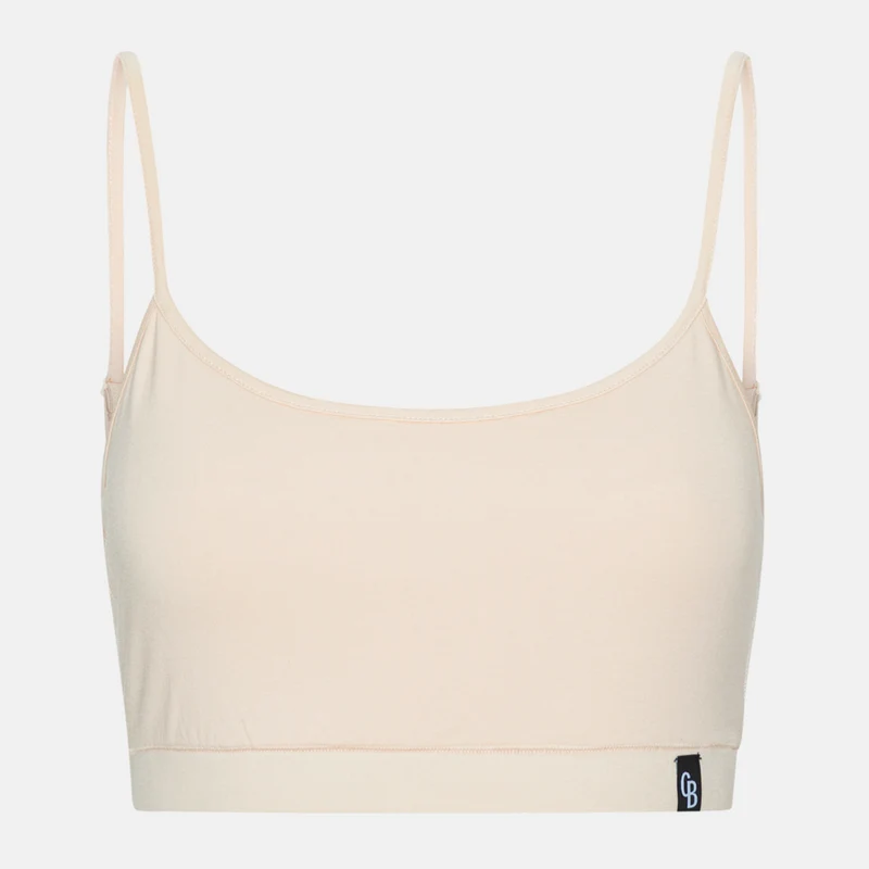 2er Pack Bambus-BH-Top mit dünnem Träger in Creme