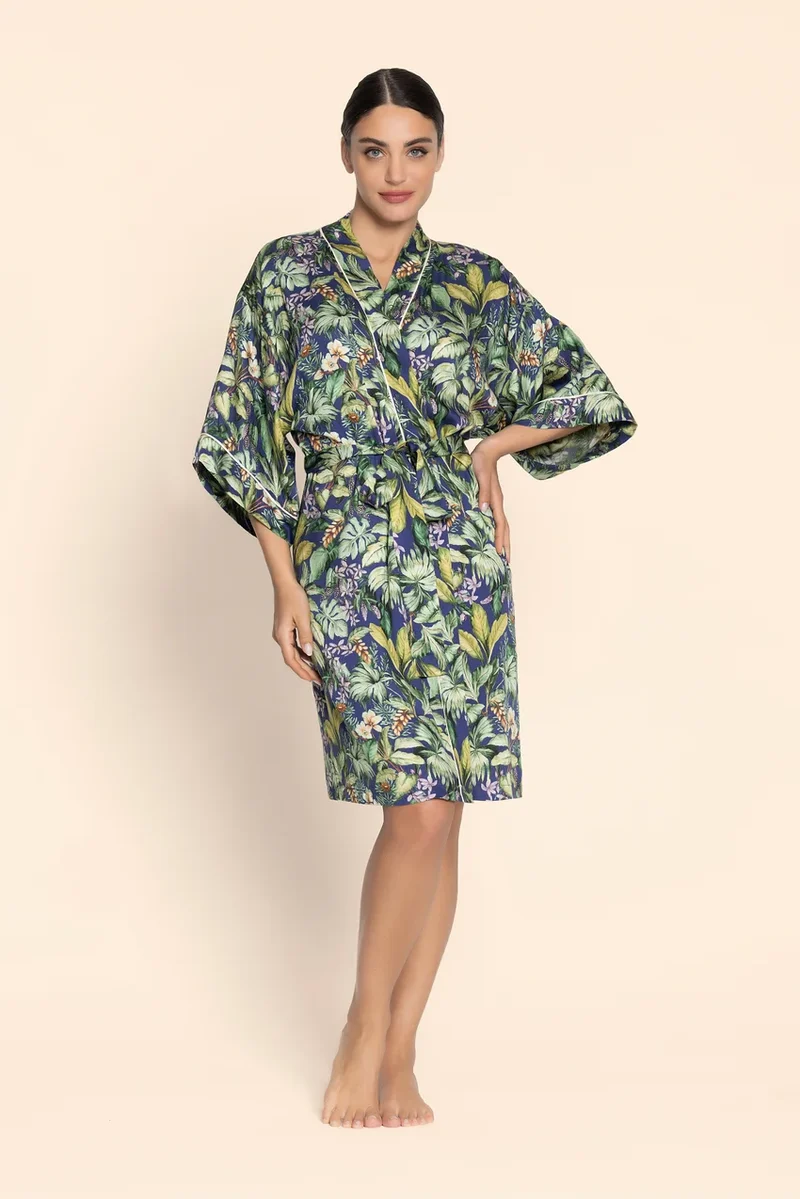 Lise Charmel – Bain De Nature Mittellanges Negligé-Kleid Vert Parme