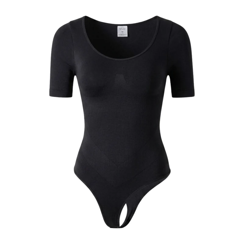 Korrigierender Nahtloser Body mit Kurzen Ärmeln und String