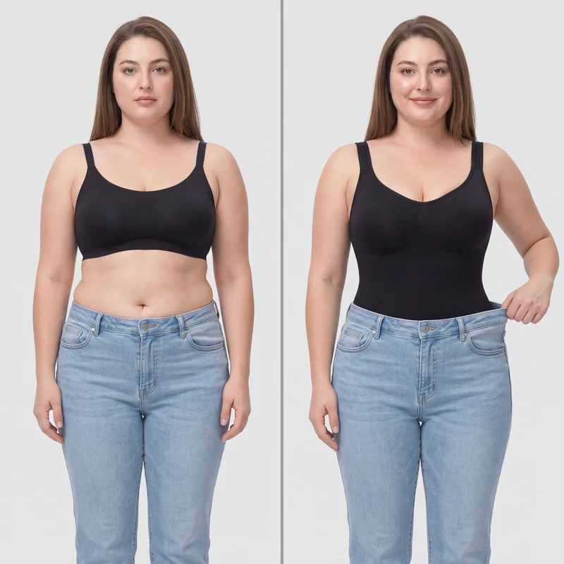 Korrigierender Nahtloser Body mit Breiten Trägern und Beinen