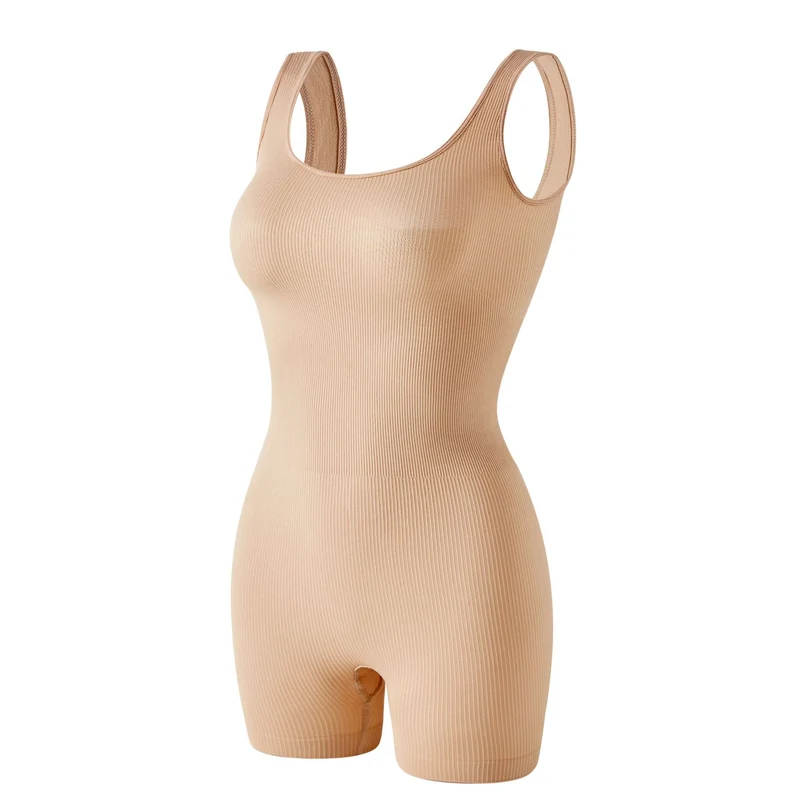 Korrigierender Nahtloser Body mit Breiten Trägern und Beinen