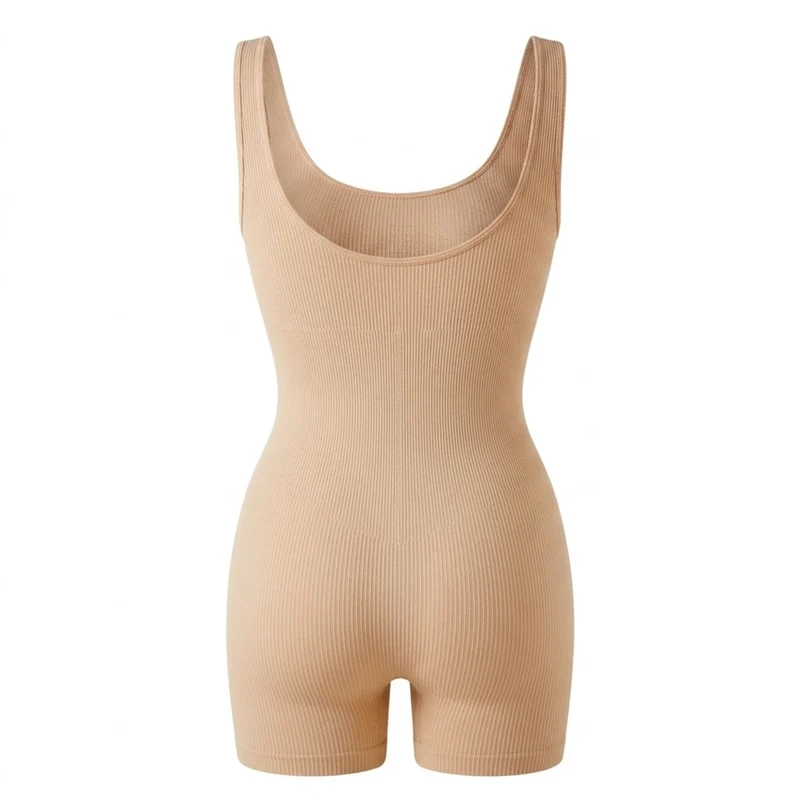 Korrigierender Nahtloser Body mit Breiten Trägern und Beinen