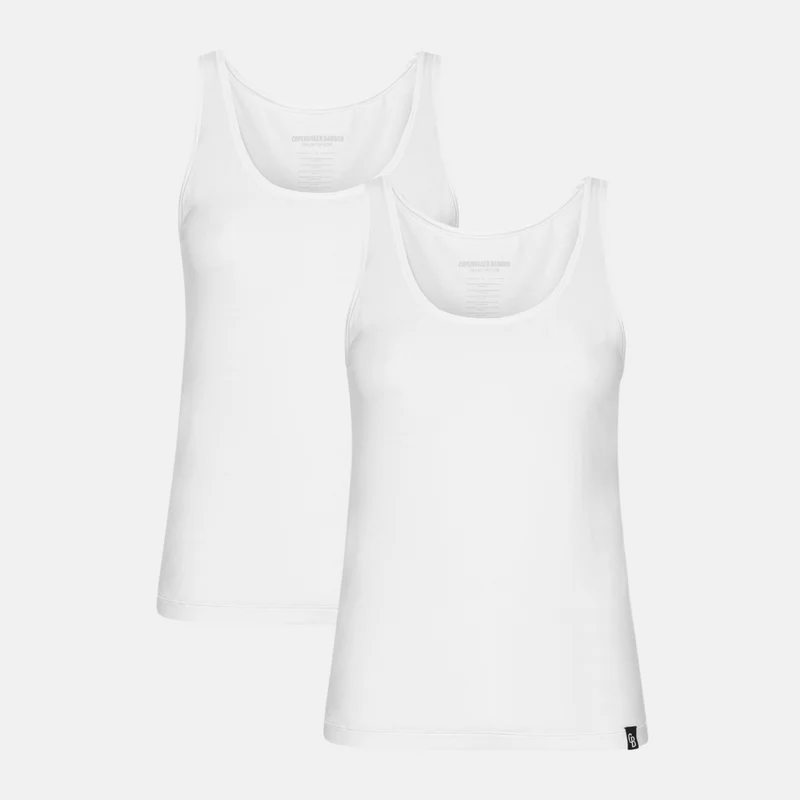 2er-Pack: Weißes Bambus-Tanktop mit breiten Trägern