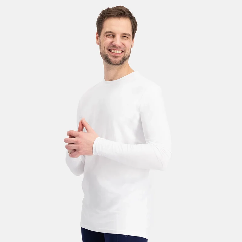 2er-Pack Weißes Langarm-Bambus-T-Shirt