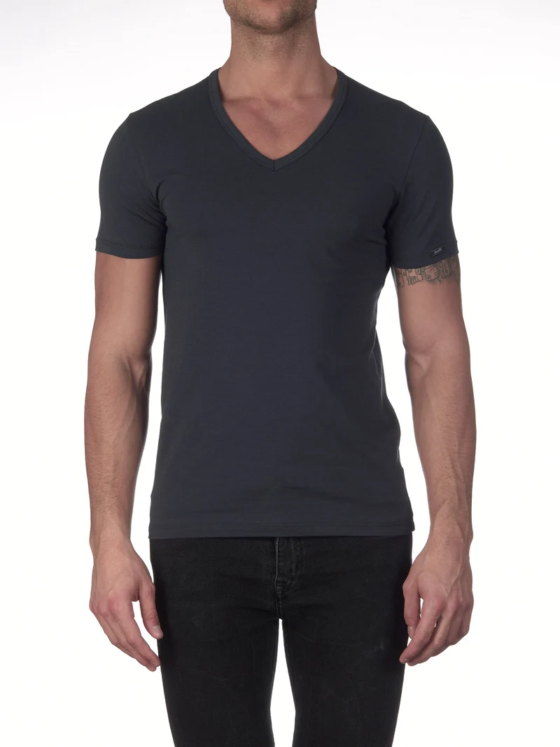 T-Shirt, V-Neck, STRETCH JERSEY COTTON