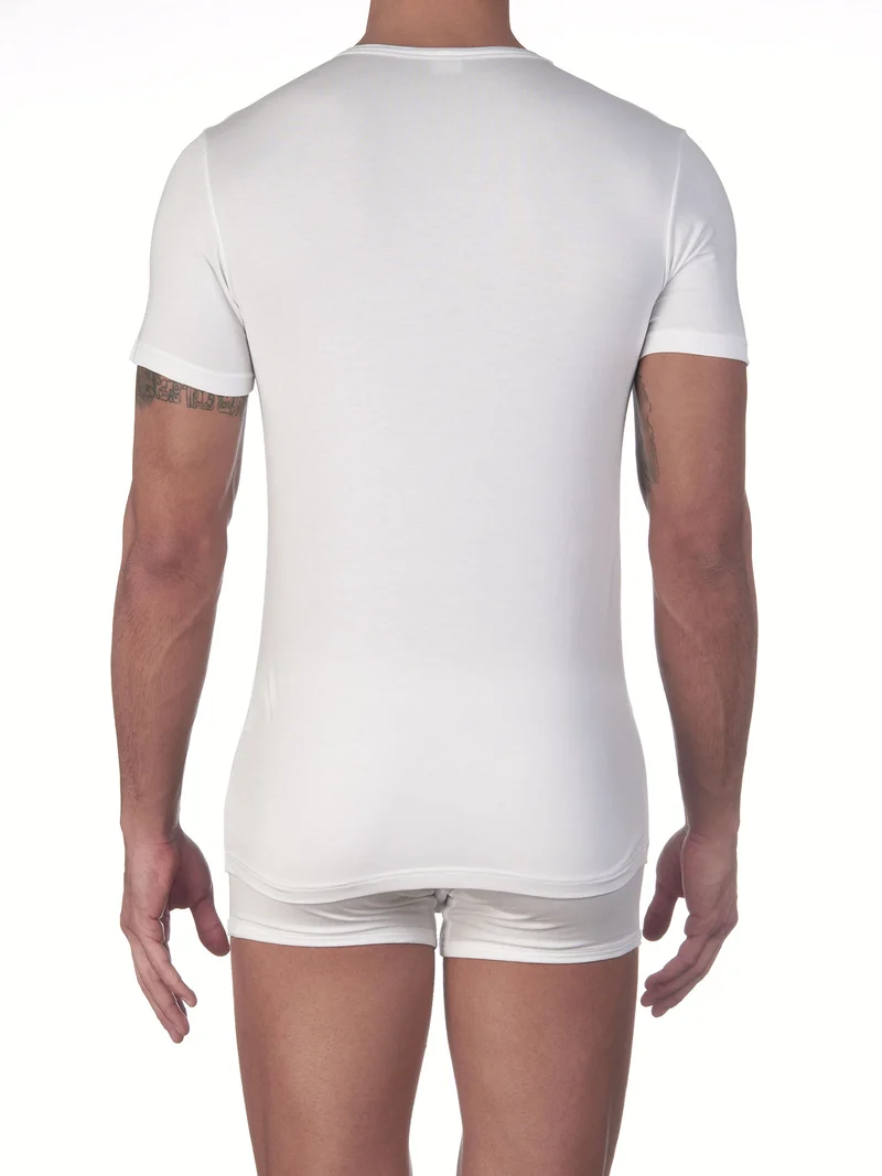 T-Shirt, V-Neck, STRETCH JERSEY COTTON