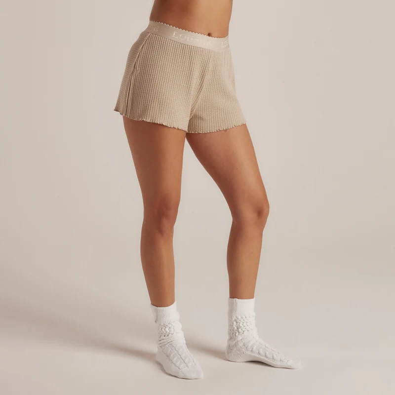 Soft Waffle Pyjama Shorts - Mink