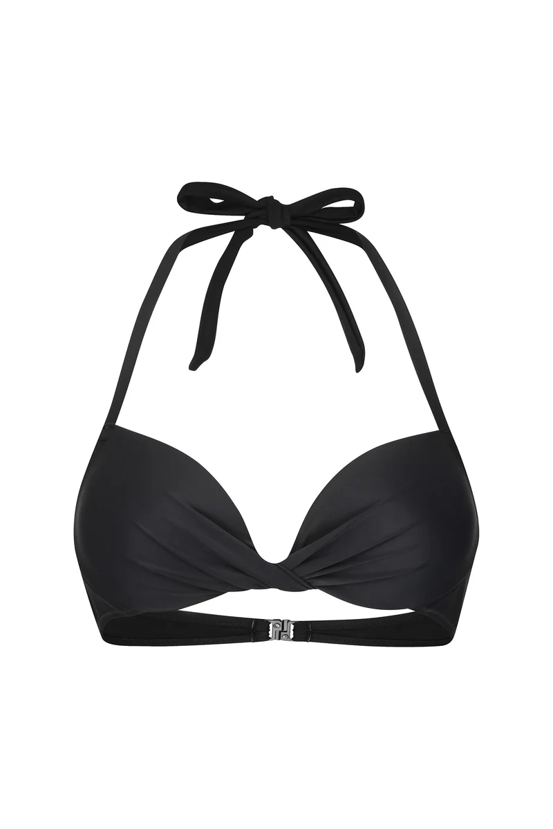 Neckholder-Bikini-Top, gefüttert, mit Bügel, BASIC BLACK