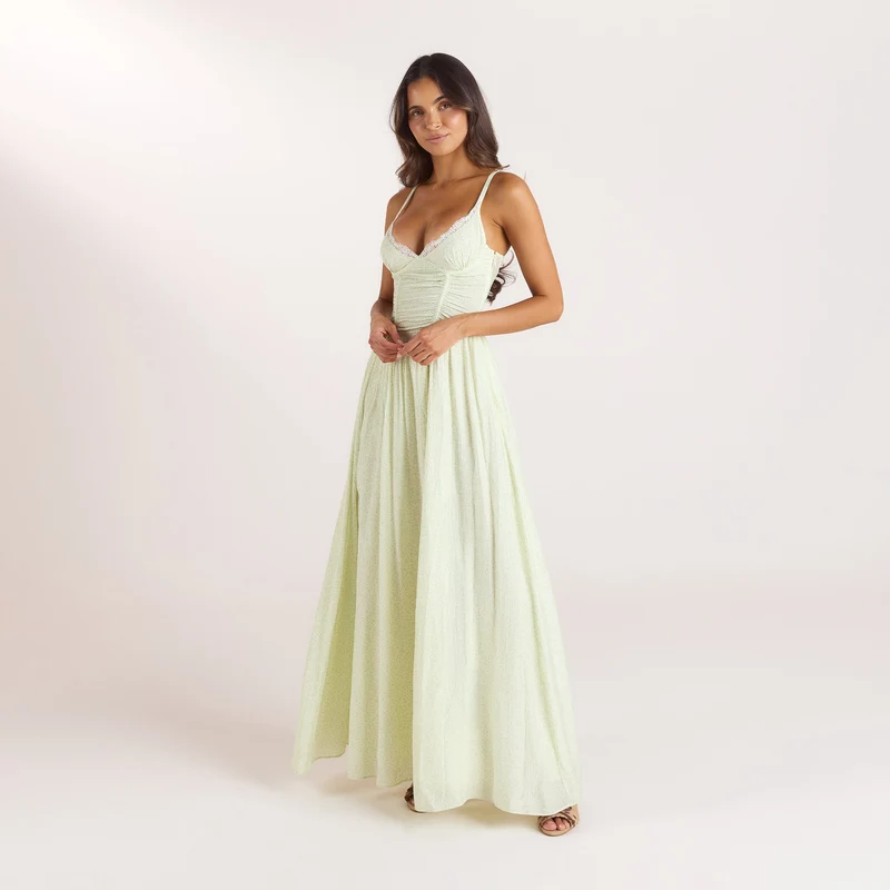 Wired Plunge Maxi Dress - Cream Floral