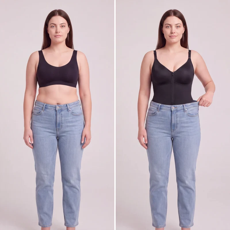 Korrigierender Bodysuit mit Eingebautem BH, Haken und Reißverschluss