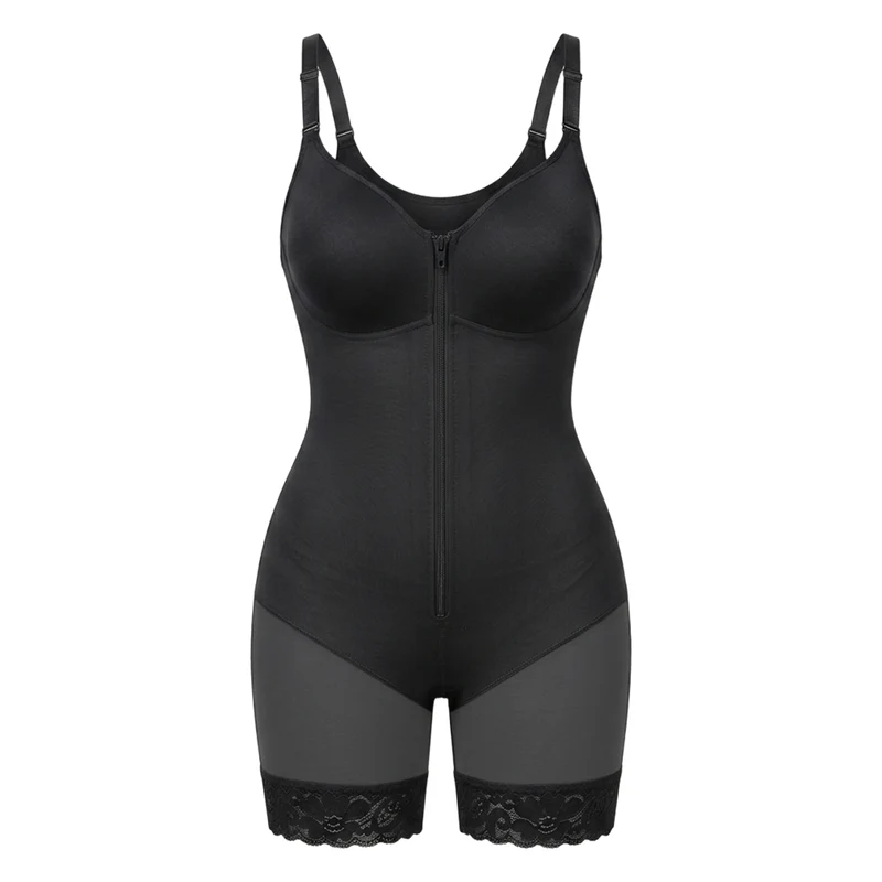 Korrigierender Bodysuit mit Eingebautem BH, Haken und Reißverschluss