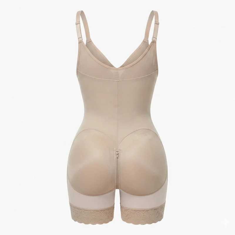 Korrigierender Bodysuit mit Eingebautem BH, Haken und Reißverschluss